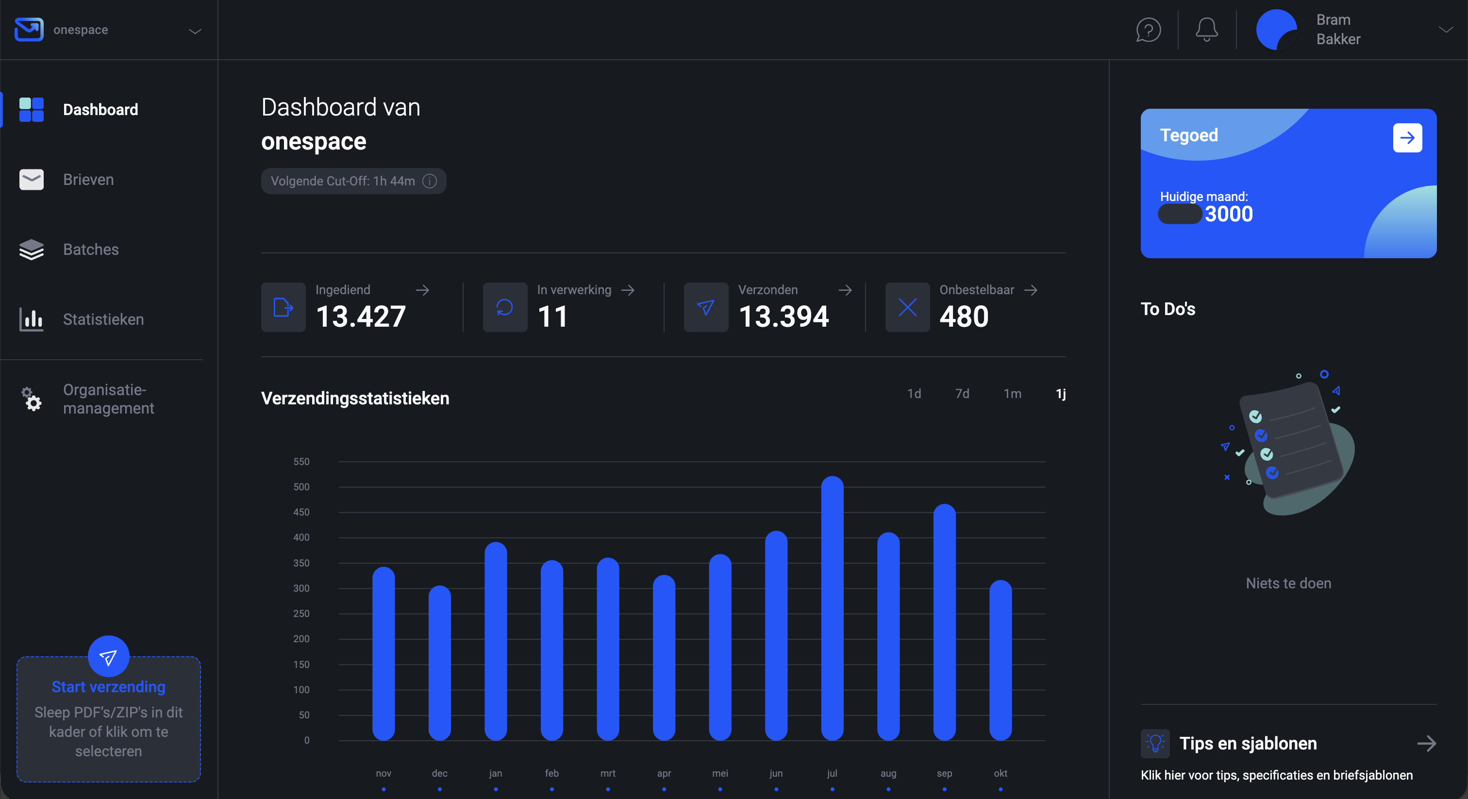 Pingen WebApp-dashboard:Frankeermachine