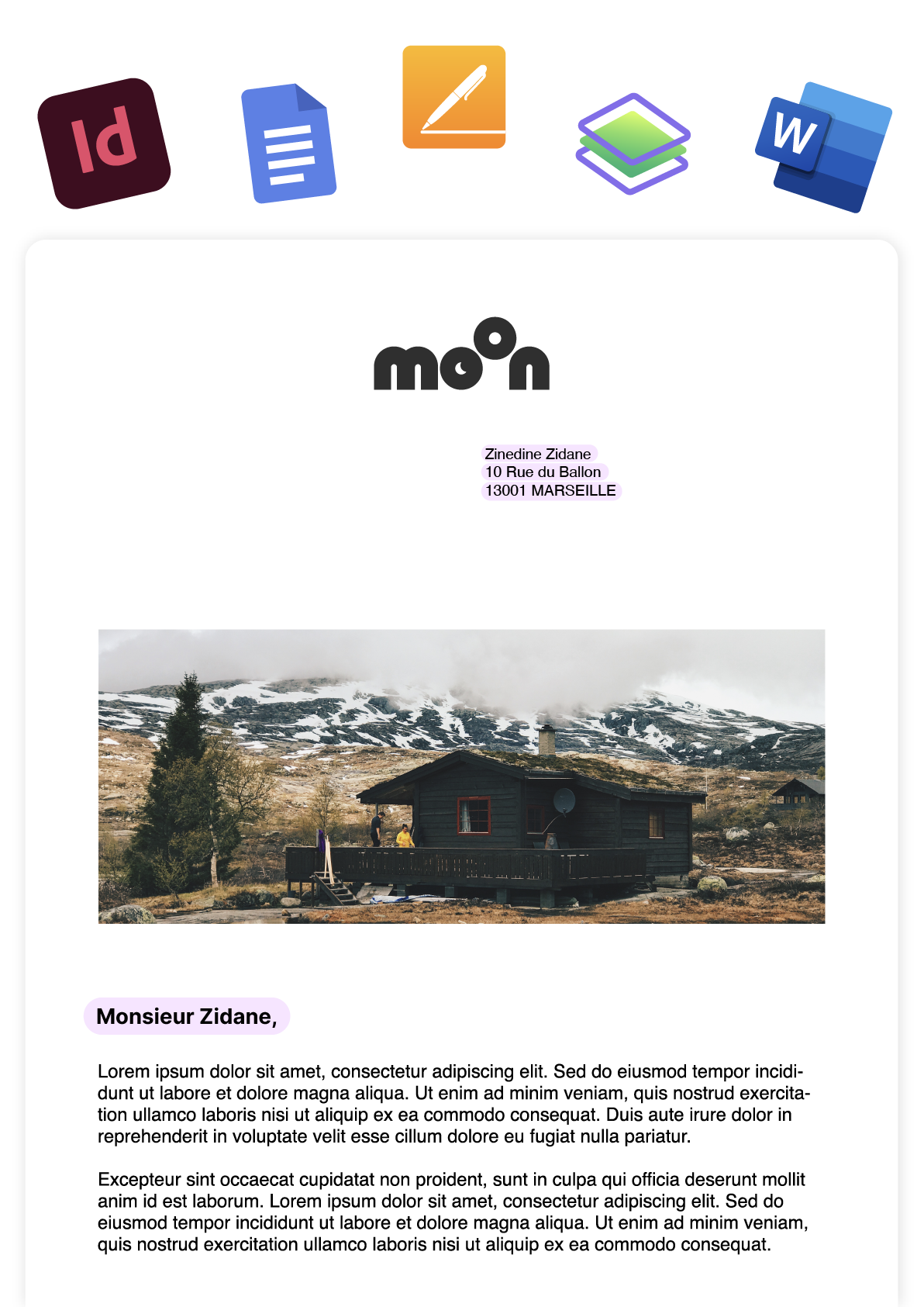 Publipostage avec icônes de logiciels