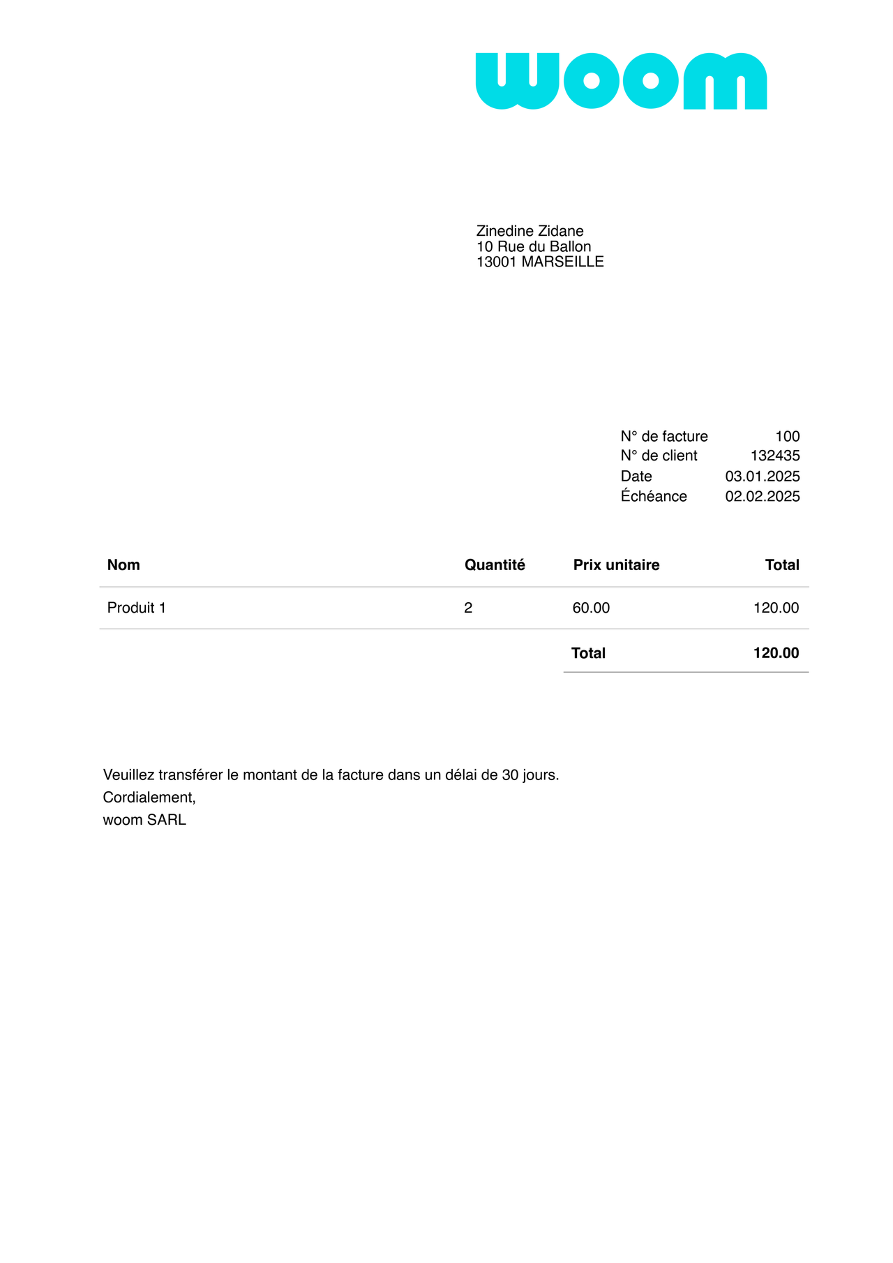 Document de lettre publipostée