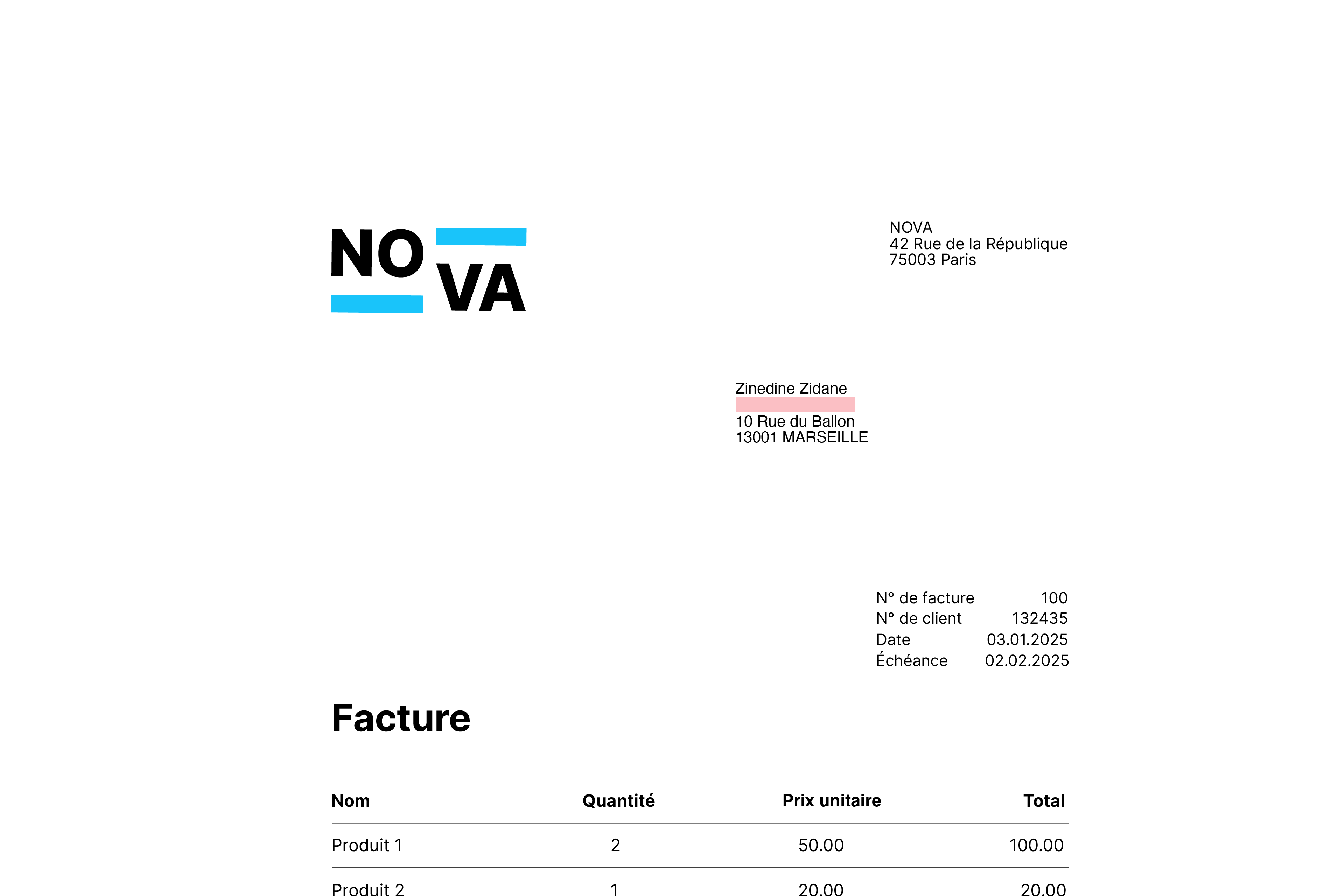 Adresse facture validation documents